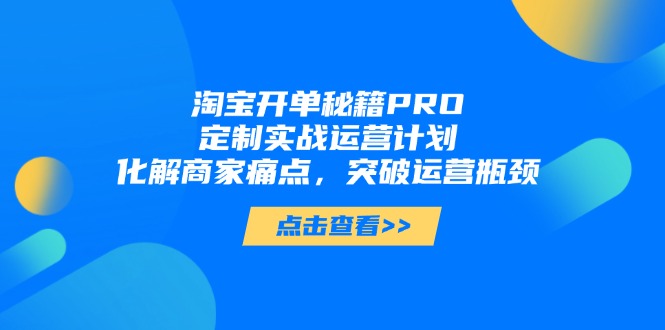 （14642期）淘宝开单秘籍PRO，定制实战运营计划，化解商家痛点，突破运营瓶颈