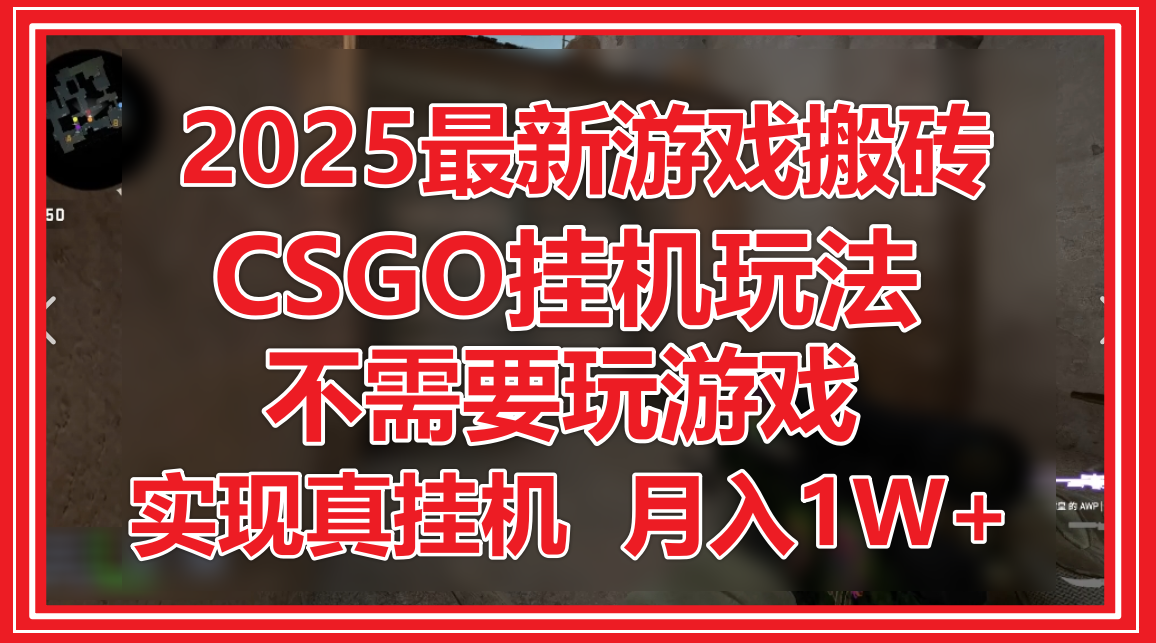2025最新游戏搬砖，CSGO挂机，不需要玩游戏，实现真挂机，月入1W+