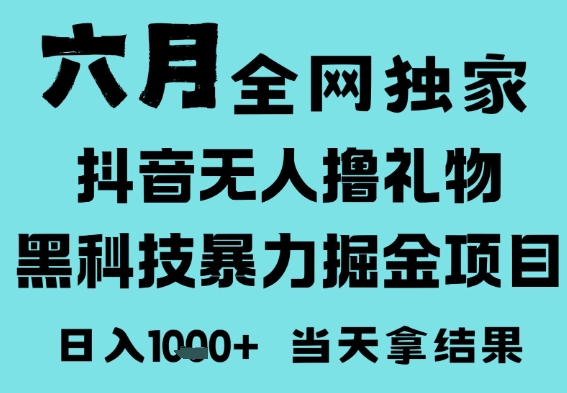 25年6月高爆抖音无人直播最新撸音浪掘金项目，门槛低小白可做，无脑日入1k，可矩阵放大