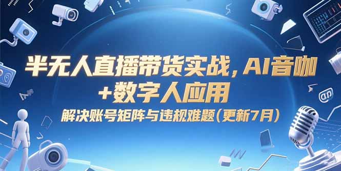 （15280期）半无人直播带货实战，AI音咖+数字人应用 解决账号矩阵与违规难题(更新7月)