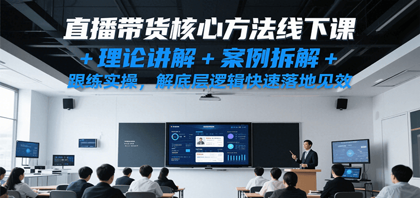 直播带货核心方法线下课，理论讲解+案例拆解+跟练实操，解底层逻辑快速落地见效
