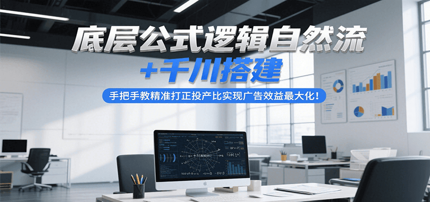 底层公式逻辑自然流+千川搭建，手把手教精准打正投产比实现广告效益最大化！