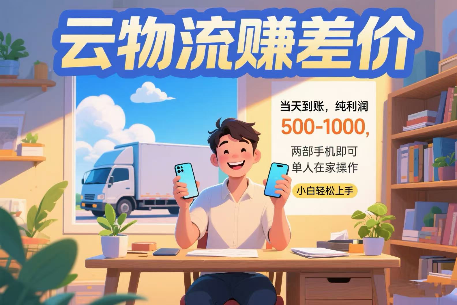 （15492期）云物流赚差价 当天到账纯利润500-1000 两部手机即可 可单人在家操作 小…