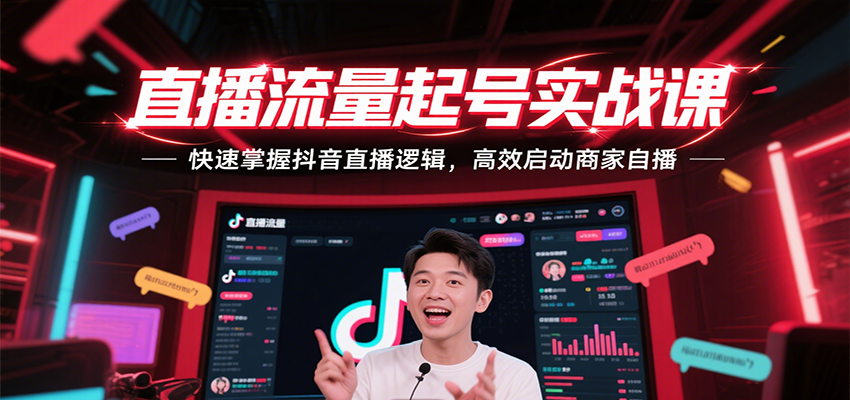 直播流量起号实战课，快速掌握抖音直播逻辑，高效启动商家自播