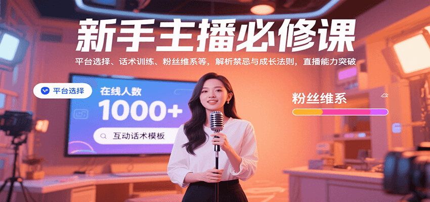 新手主播必修课：平台选择、话术训练、粉丝维系等，解析禁忌与成长法则，突破直播能力