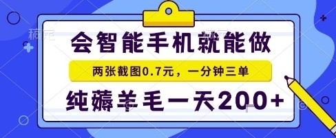 手机项目，二十秒一单，纯薅羊毛一天2张+做就有