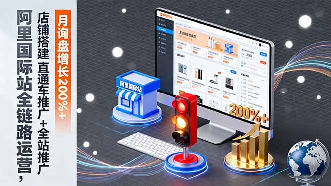 （16311期）阿里国际站全链路运营，店铺搭建+直通车推广+全站推广，月询盘增长200%+