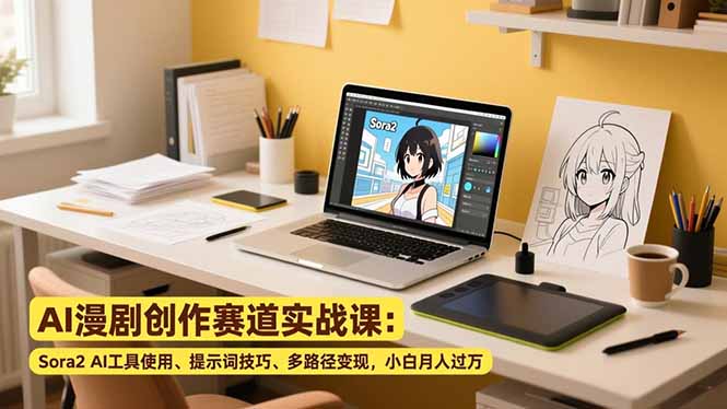（16936期）AI漫剧创作赛道实战课：Sora2 AI工具使用、提示词技巧、多路径变现，小白月入过万