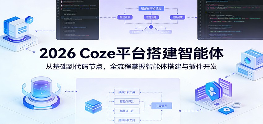2026 Coze平台搭建智能体：从基础到代码节点，全流程掌握智能体搭建与插件开发