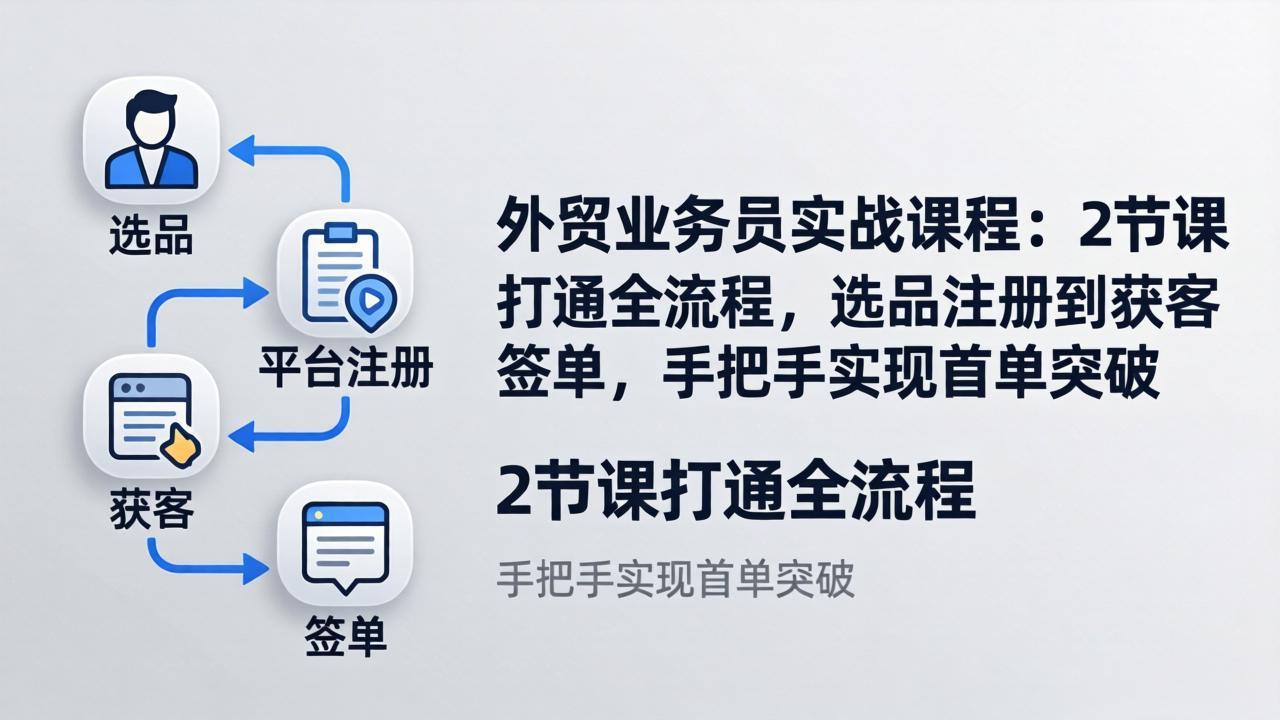 （17770期）外贸业务员实战课程：2节课打通全流程，选品注册到获客签单，手把手实现首单突破