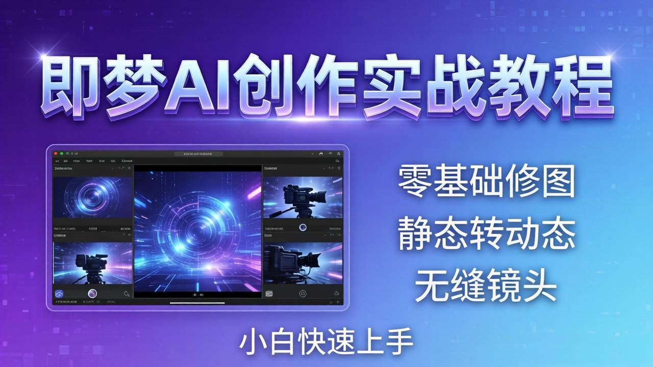 （18196期）即梦AI创作实战教程，从零基础修图到AI导演，实战教学静态转动态+无缝镜头，小白快速上手