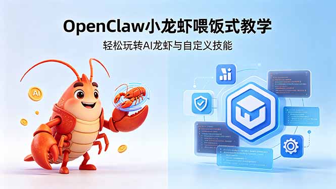 （18314期）不用懂技术！OpenClaw小龙虾喂饭式教学，轻松玩转AI龙虾与自定义技能