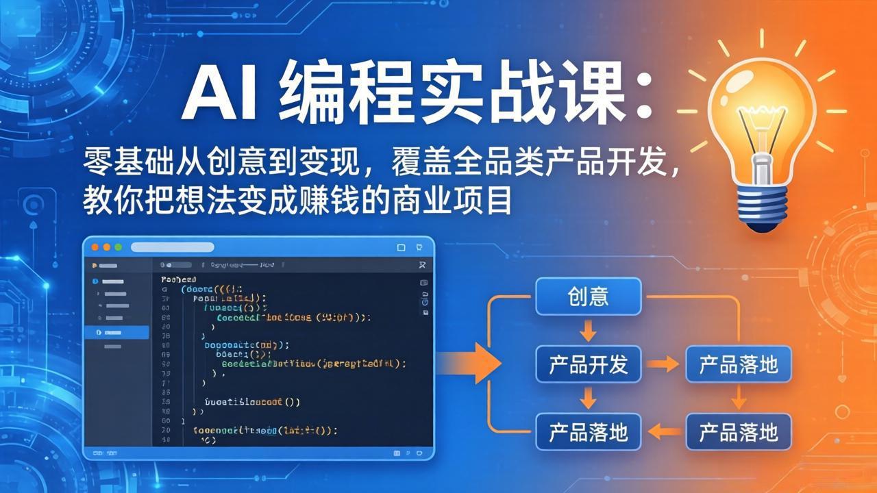 （18307期）AI编程实战课-第三期-5月3更新：零基础从创意到变现，覆盖全品类产品开发，把想法变成赚钱项目