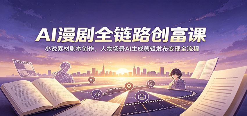 AI漫剧全链路创富课:小说素材剧本创作,人物场景AI生成剪辑发布变现全流程