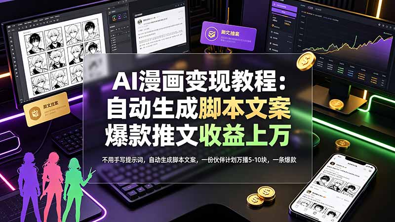 (19170期)AI漫画变现教程:不用手写提示词,自动生成脚本文案,一份伙伴计划万播5-10块,一条爆款推文收益上万