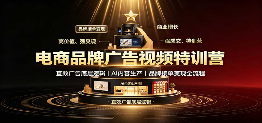 电商品牌广告视频特训：直效广告底层逻辑，AI内容生产，品牌接单变现全流程