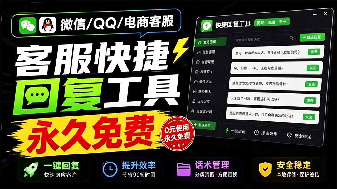 (20420期)微信/QQ/电商客服快捷回复工具,支持多平台话术库与一键发送,永久免费,使用简单!易歪歪
