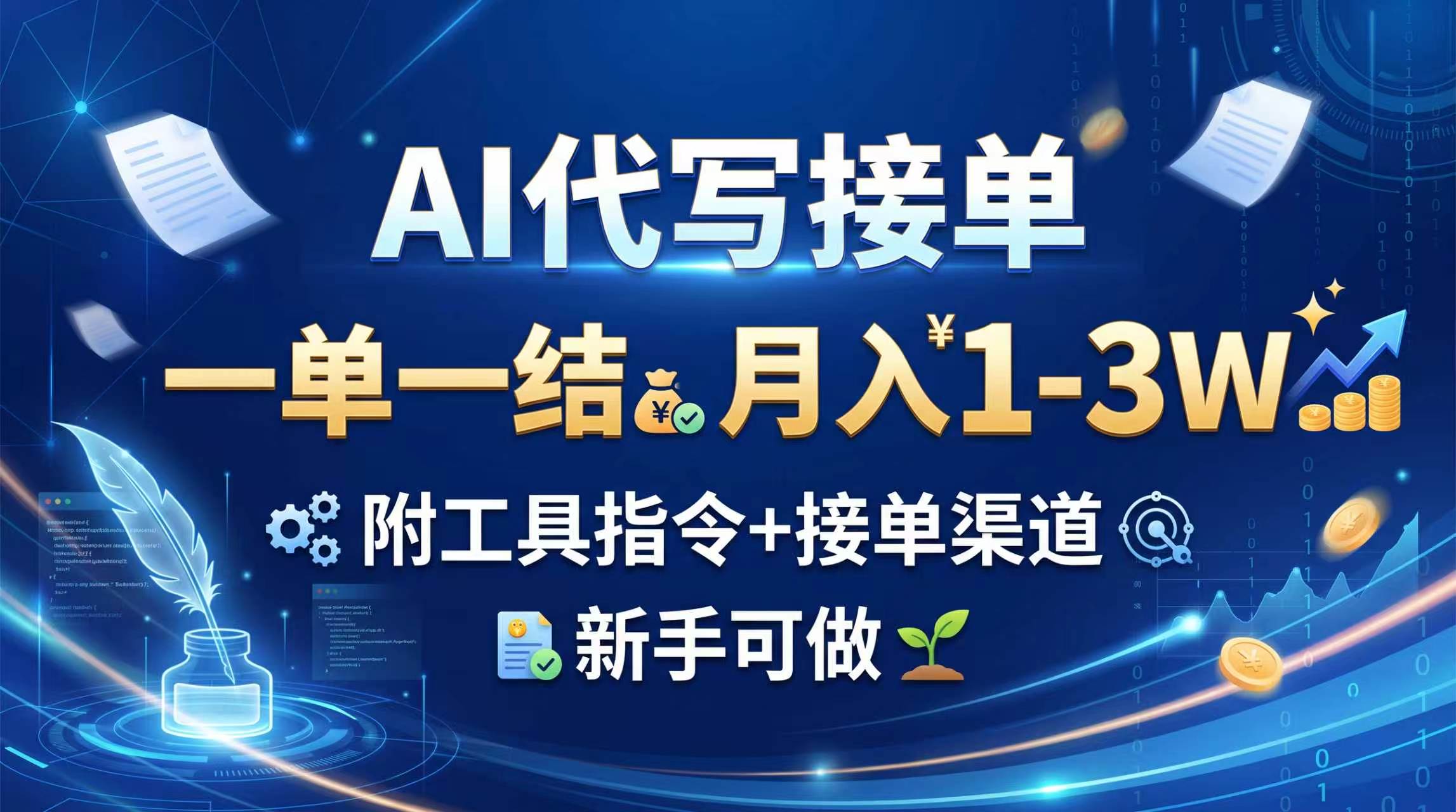 (20343期)AI代写接单,一单一结,月入1-3W,附工具指令+接单渠道,新手可做