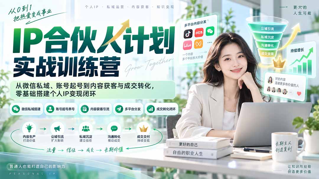 (20321期)IP合伙人计划实战训练营-更新:从微信私域、账号起号到内容获客与成交转化,零基础搭建个人IP变现闭环