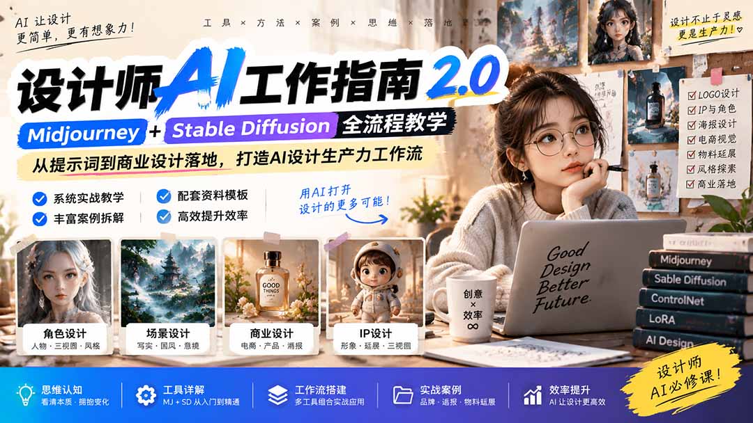 (20562期)《设计师AI工作指南 2.0》-无水印课:从思维落地,解锁 AI 设计生产力