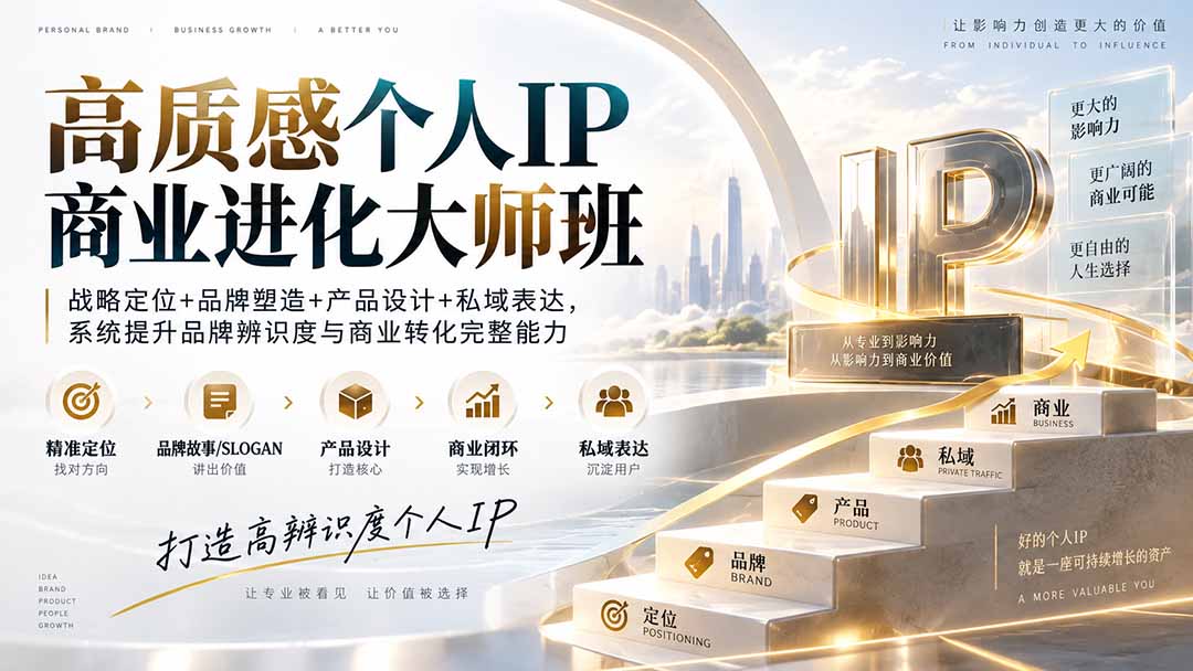 (20324期)高质感个人IP商业进化大师班:战略定位+品牌塑造+产品设计+私域表达,系统提升品牌辨识度与商业转化完整能力