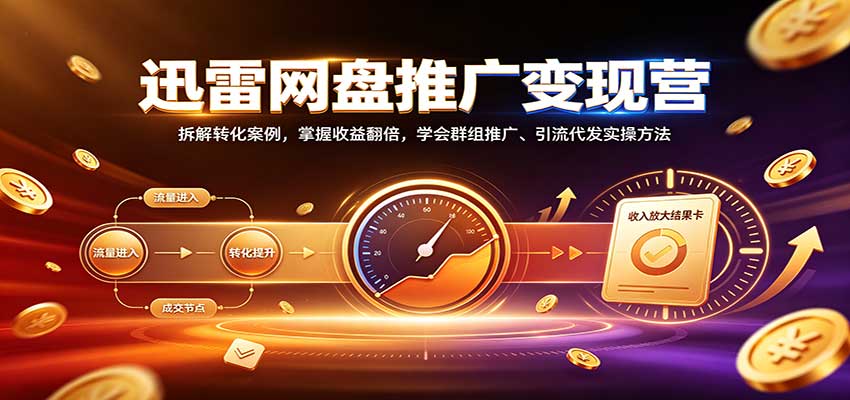 迅雷网盘推广变现营：拆解转化案例，掌握收益翻倍，学会群组推广、引流代发实操方法