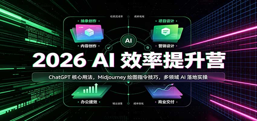 2026 AI效率提升营:ChatGPT核心用法,Midjourney绘图指令技巧,多领域AI落地实操