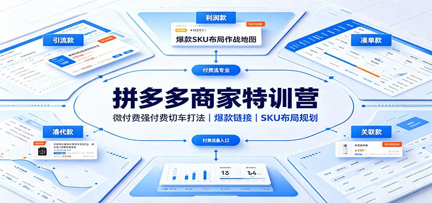 拼多多商家特训营:微付费强付费切车打法,爆款链接,SKU布局规划