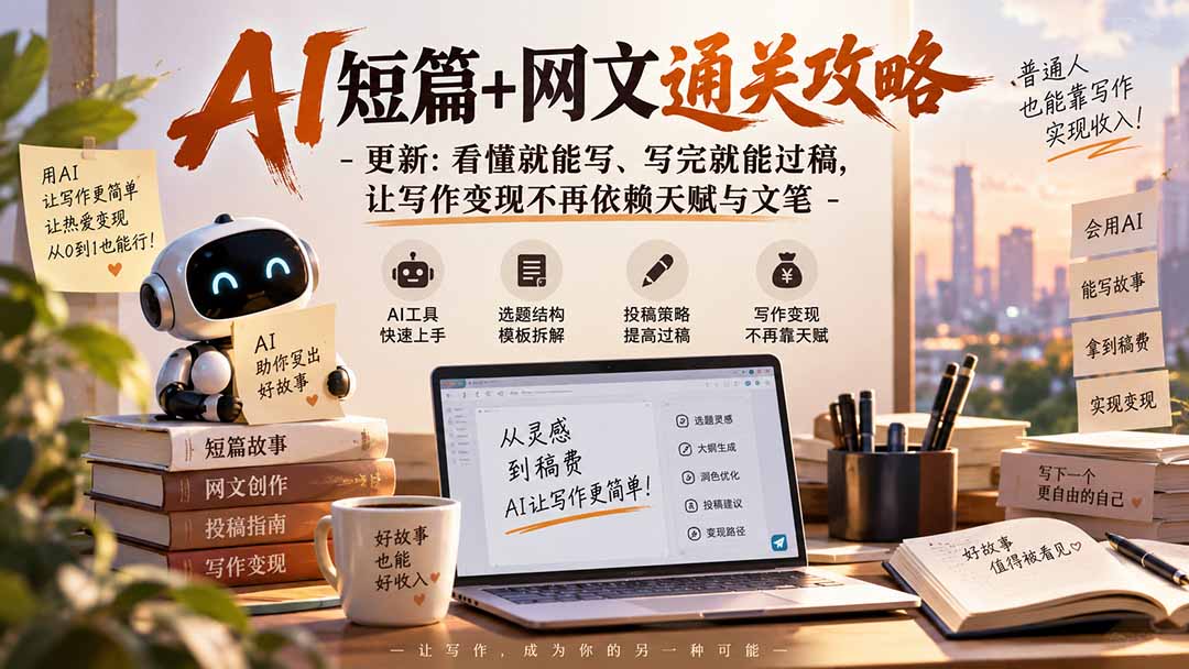 (20578期)AI短篇+网文通关攻略-更新0921:看懂就能写、写完就能过稿,让写作变现不再依赖天赋与文笔