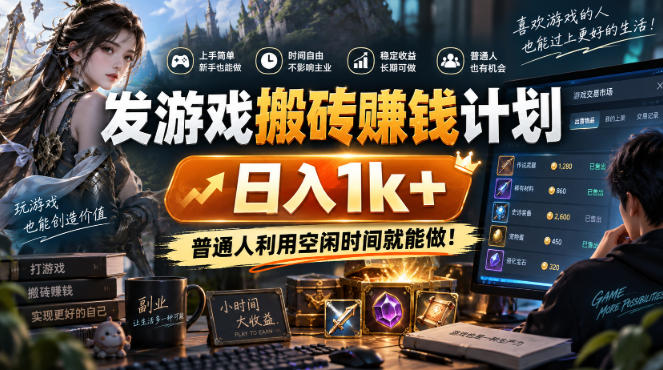 游戏全程自动化打金，日入千元，低成本副业，全程时间零投入！