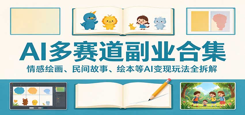 AI多赛道副业合集：情感绘画、民间故事、绘本等AI变现玩法全拆解