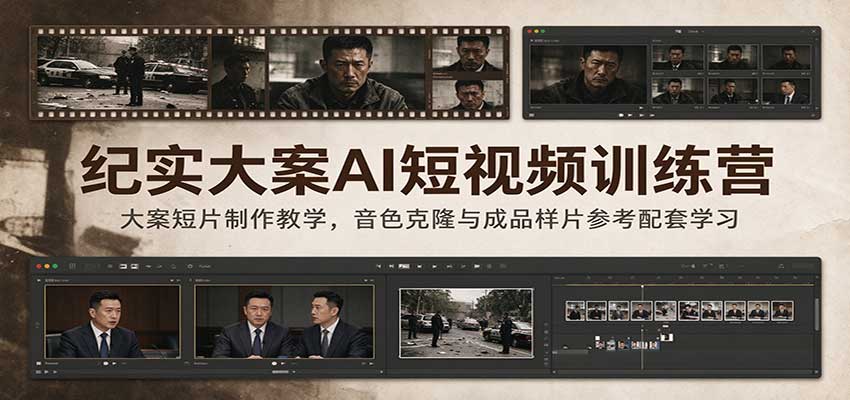 纪实大案AI短视频训练营：大案短片制作教学，音色克隆与成品样片参考配套学习