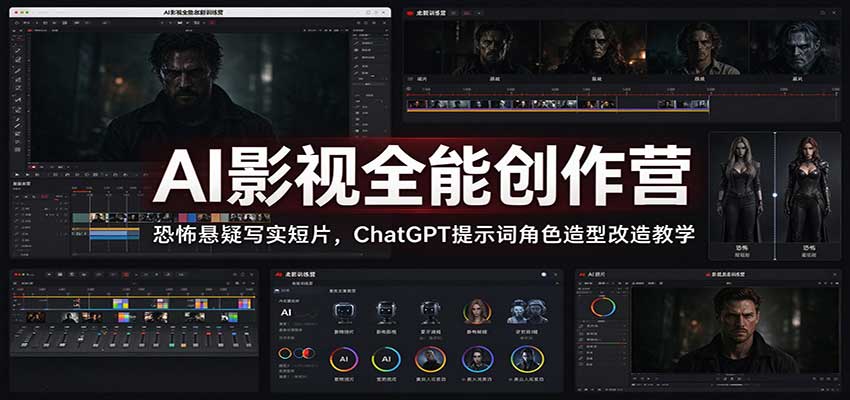 AI影视全能创作营:恐怖悬疑写实短片,ChatGPT提示词角色造型改造教学